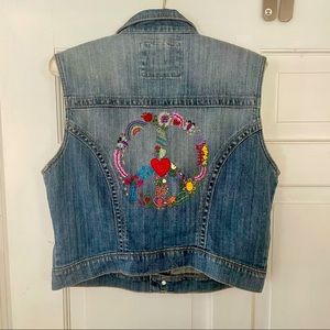 Hand Embroidered Denim Vest